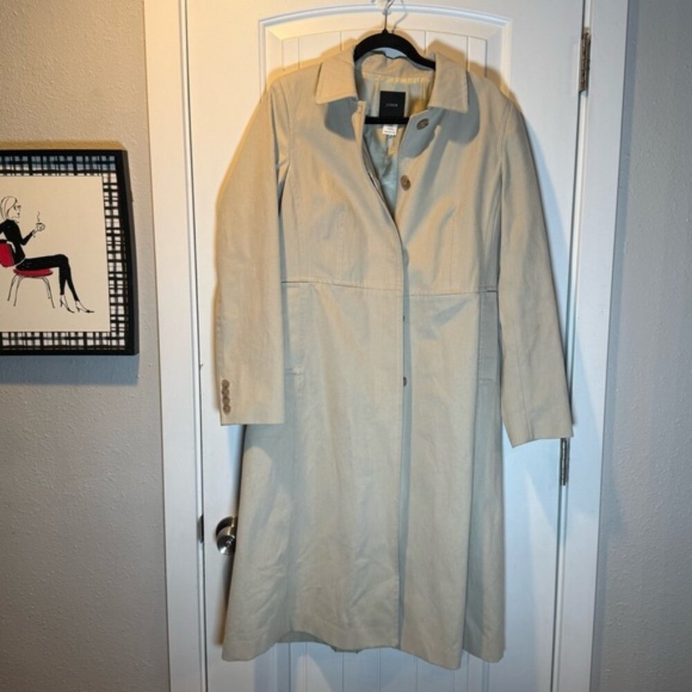 J. Crew Hidden Button Trench Coat Size 10